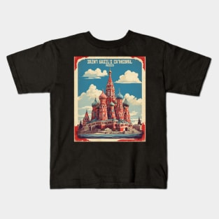 Saint Basils Cathedral Russia Vintage Tourism Poster Kids T-Shirt